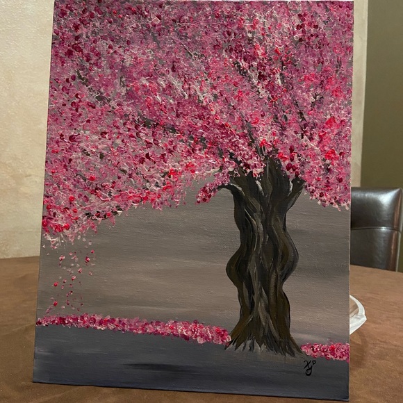 Acrylic paintings set of three 11 x 14‘s framed black and white and pink. - Picture 3 of 4